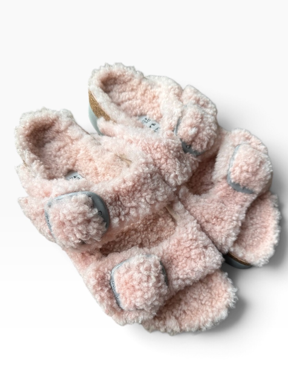 NWOT Birkenstock Papillio Arizona Big Buckle Shearling fuzzy sandal pink 40/9
